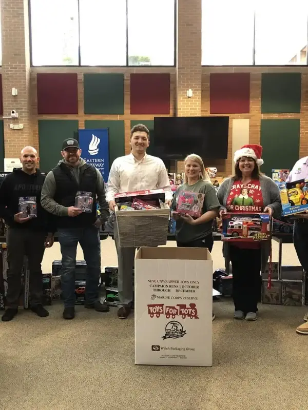 Toys for Tots donation drop-off at a Cedar One office